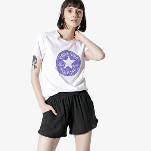 Converse bluzka damska z krótkim rękawem biała z okrągłym dekoltem casual z nadrukami 