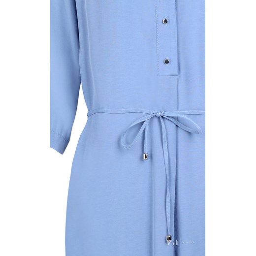 Sukienka Zaps Collection z dekoltem w serek z długim rękawem niebieska na wiosnę midi 