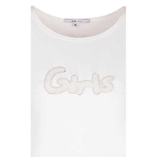 Bluzka damska biała Zaps Collection z okrągłym dekoltem z krótkim rękawem 