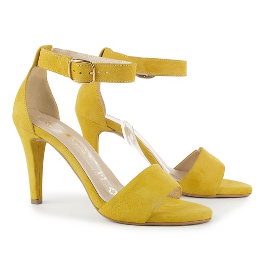 Sandały damskie Saway eleganckie żółte na szpilce gładkie 