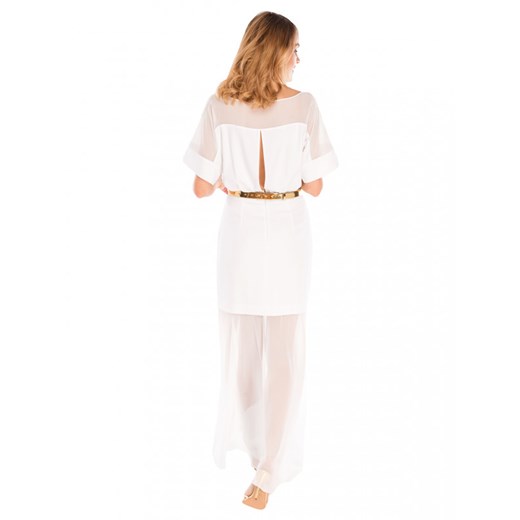 Sukienka L'af Glam biała maxi z okrągłym dekoltem bez wzorów wiosenna 