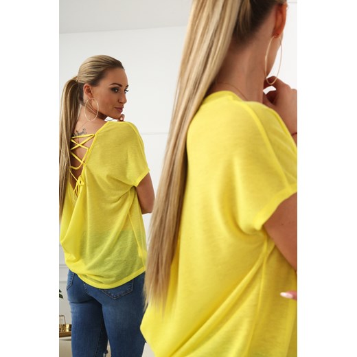 Żółta bluzka z gorsetowym wiązaniem na plecach MP13768  fasardi S fasardi.com