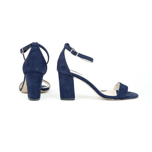 Sandały damskie Zapato niebieskie bez wzorów zamszowe eleganckie na wysokim obcasie 