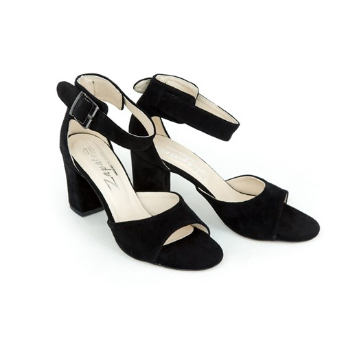 Sandały damskie Zapato czarne z klamrą eleganckie zamszowe 