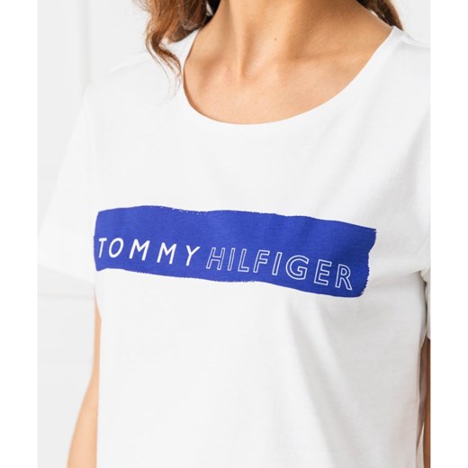 Bluzka damska Tommy Hilfiger z krótkim rękawem biała z okrągłym dekoltem 