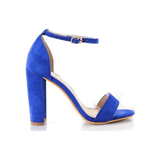 Sandały damskie niebieskie Fashion bez wzorów eleganckie z klamrą na słupku z zamszu 