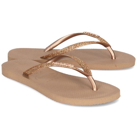 Klapki damskie Havaianas złote na lato