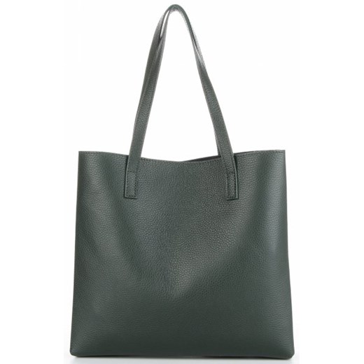 Shopper bag Vittoria Gotti zielona na ramię biznesowa mieszcząca a7 bez dodatków 