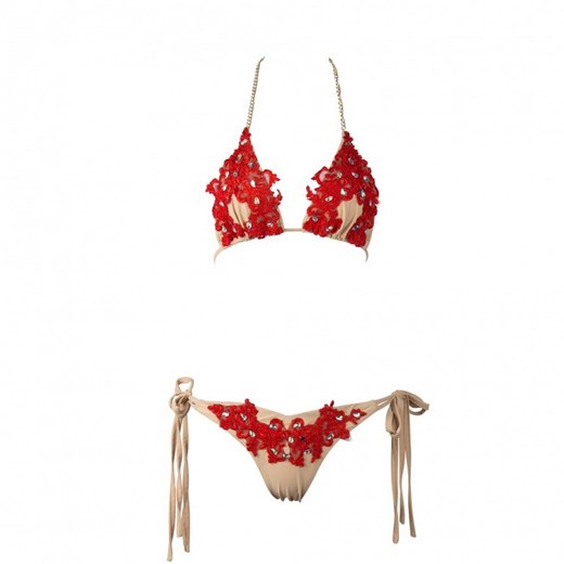 Czerwone koronkowe bikini zdobione kryształami AB   S Billion Ladies