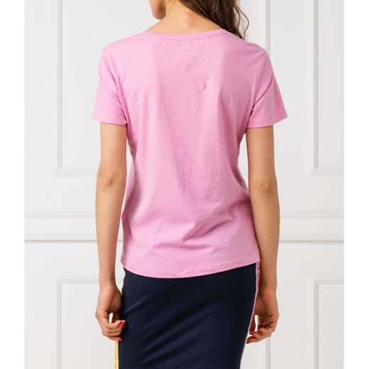 Bluzka damska różowa Tommy Jeans z okrągłym dekoltem z krótkim rękawem 