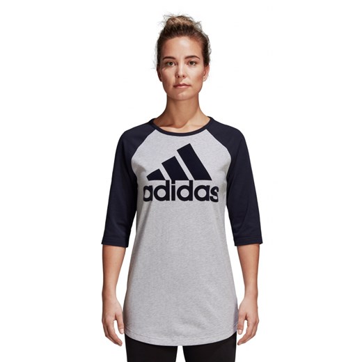 Bluzka sportowa szara Adidas bawełniana z napisami 