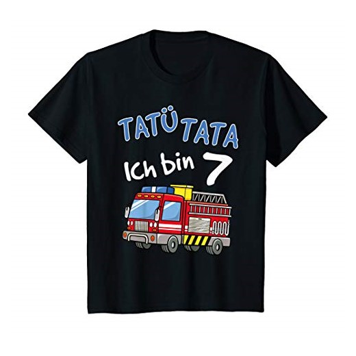 T-shirt dziecięcy 7 urodziny chłopcy wozu strażackiego 7 lat koszulka