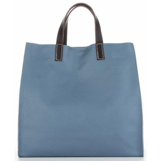 Shopper bag niebieska Genuine Leather na ramię elegancka 