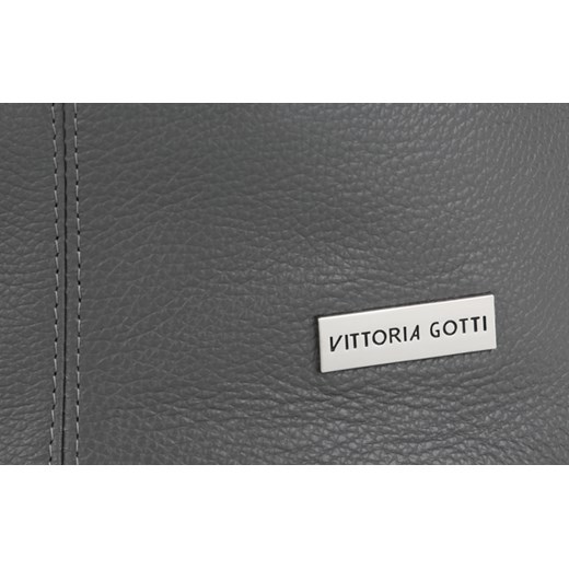 Vittoria Gotti Made in Italy Modny Shopper XL z Kosmetyczką Uniwersalna Torba Skórzana na co dzień Szara (kolory)  Vittoria Gotti  PaniTorbalska