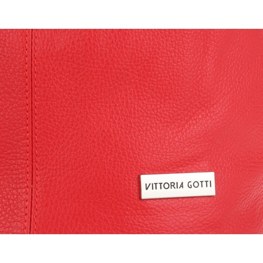 Vittoria Gotti Made in Italy Modny Shopper XL z Kosmetyczką Uniwersalna Torba Skórzana na co dzień Czerwona (kolory) Vittoria Gotti   PaniTorbalska