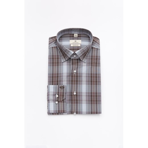 koszula winberg 2166 długi rękaw custom fit brąz Recman 41/176-182/No