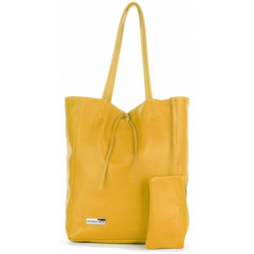 Włoska Torebka Skórzana Firmowy Shopper Bag XL Vittoria Gotti Made in Italy Żółty (kolory)  Vittoria Gotti  PaniTorbalska