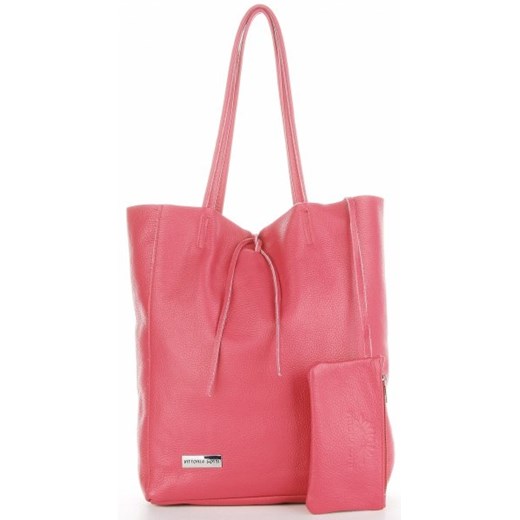 Shopper bag Vittoria Gotti skórzana duża lakierowana bez dodatków na ramię 