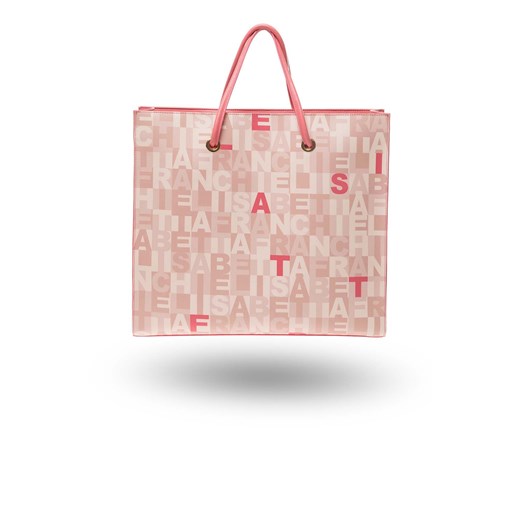 Shopper bag Elisabetta Franchi ze skóry ekologicznej bez dodatków z nadrukiem duża 