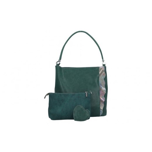 Chiara Design shopper bag zielona bez dodatków z zamszu 