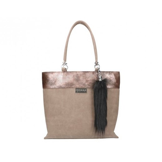 Shopper bag Chiara Design z breloczkiem zamszowa na ramię 
