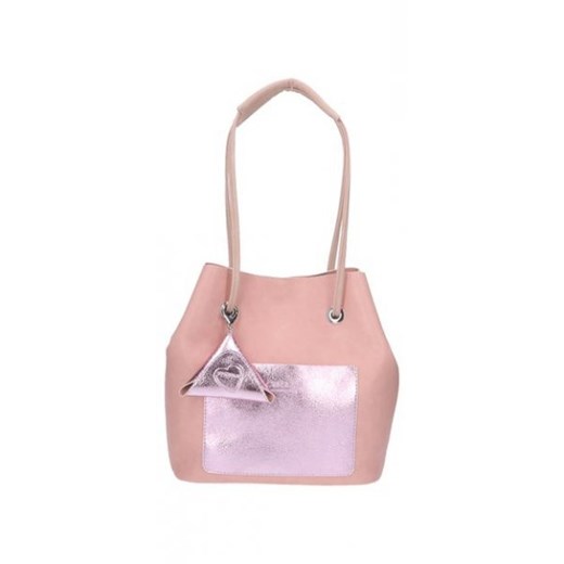 Shopper bag Chiara Design duża różowa bez dodatków z zamszu 