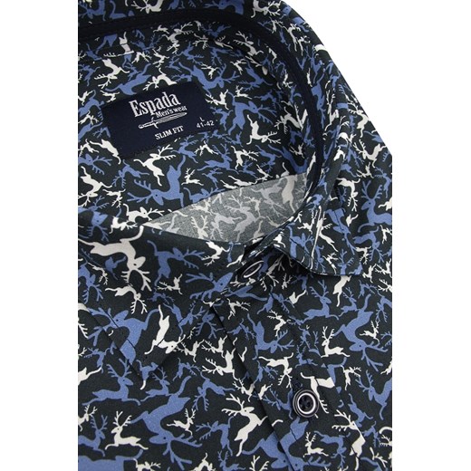 Koszula męska Espada w abstrakcyjnym wzorze z tkaniny z kołnierzykiem button down młodzieżowa 