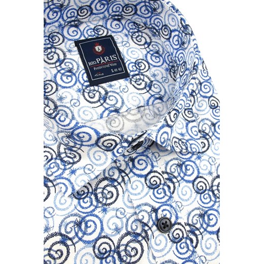 Koszula męska Big Paris z krótkim rękawem w abstrakcyjnym wzorze z tkaniny z kołnierzykiem button down 