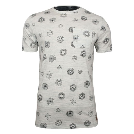 Szary T-Shirt (Koszulka) z Kieszonką -Brave Soul- Męski, Figury Geometryczne, Bryły TSBRSSS19PORTALecru ze sklepu JegoSzafa.pl w kategorii T-shirty męskie - zdjęcie 68370692