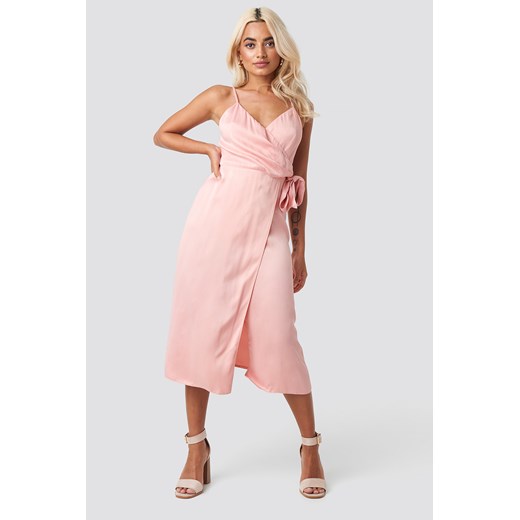 Trendyol Powder Belted Wrap Midi Dress - Pink Trendyol  40 NA-KD