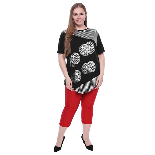 Asymetryczna bluzka w kolorze czerni   46 Modne Duże Rozmiary