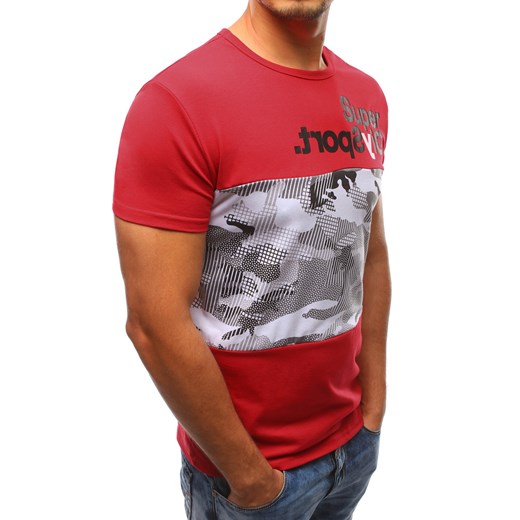 T-shirt męski z nadrukiem czerwony (rx2932)