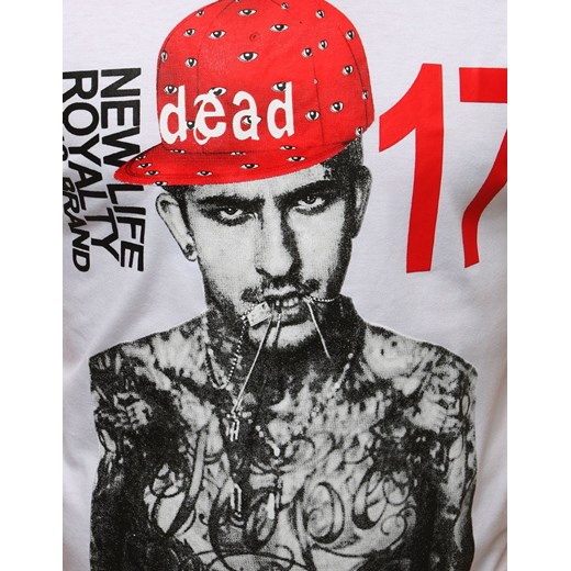 Biały t-shirt męski Dstreet w nadruki