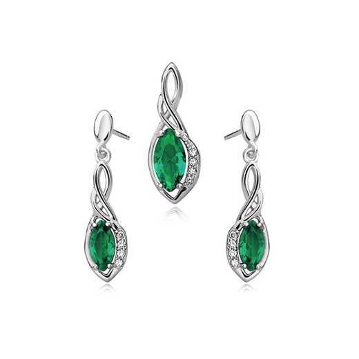 Komplet biżuterii Valerio ze srebra zielony 