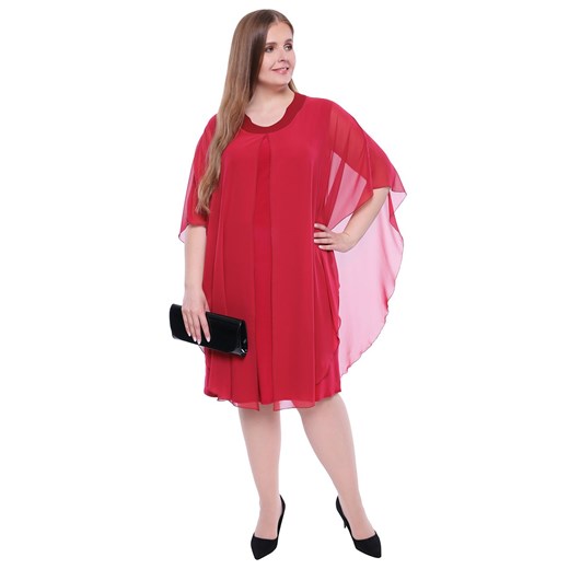 Sukienka w kolorze malinowego burgundu   52 Modne Duże Rozmiary