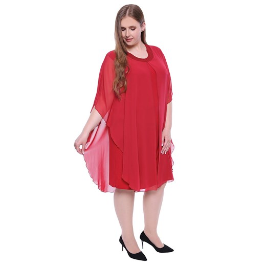 Sukienka w kolorze malinowego burgundu   52 Modne Duże Rozmiary