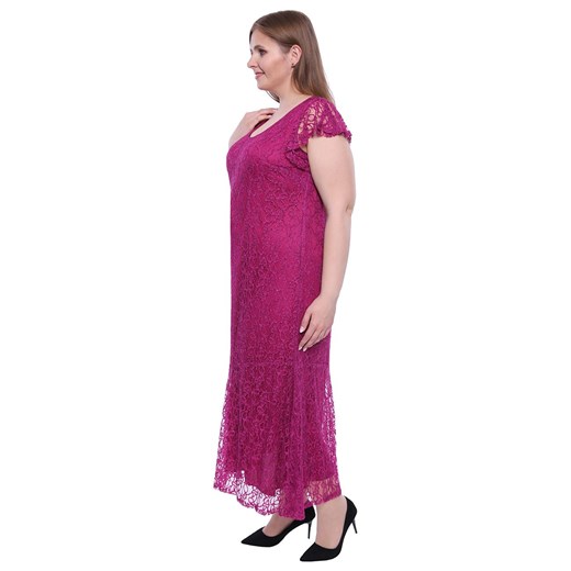 Długa sukienka w jagodowym kolorze   56 Modne Duże Rozmiary