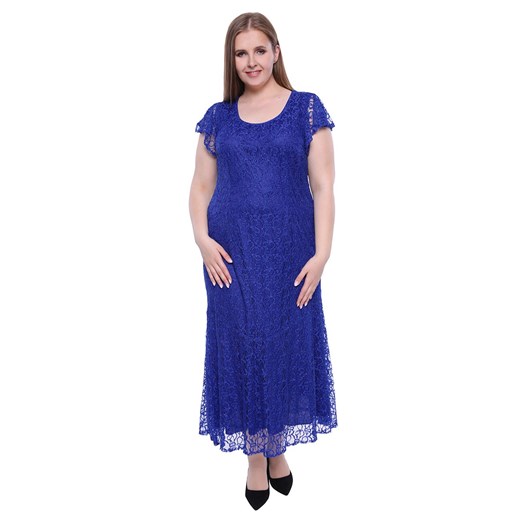 Długa sukienka w chabrowym kolorze   50 Modne Duże Rozmiary