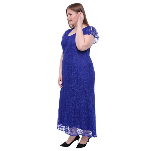 Długa sukienka w chabrowym kolorze   54 Modne Duże Rozmiary