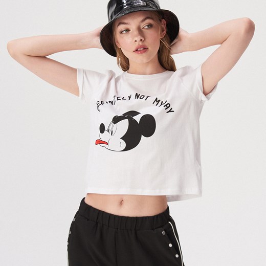 Sinsay - T-shirt z nadrukiem Mickey Mouse - Biały Sinsay  L 