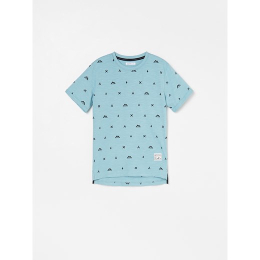 Reserved - T-shirt z drobnym nadrukiem - Niebieski Reserved  110 