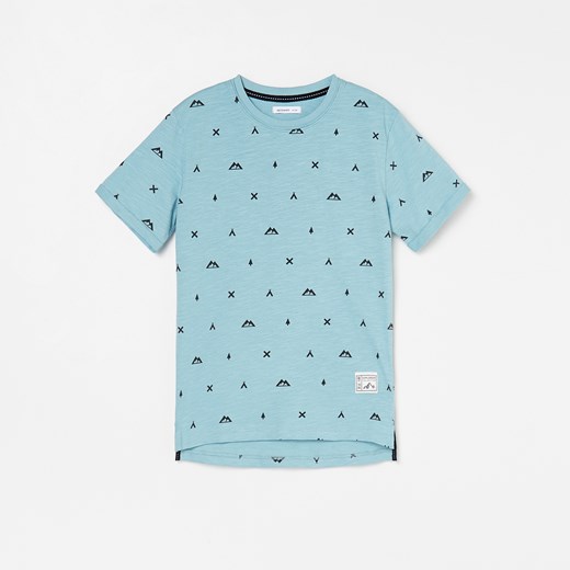Reserved - T-shirt z drobnym nadrukiem - Niebieski  Reserved 140 