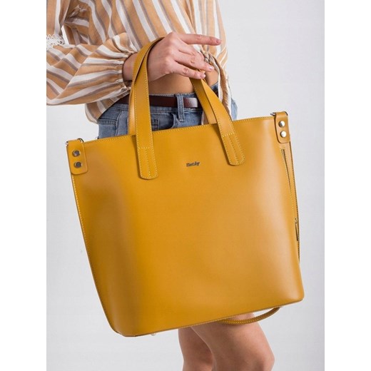Shopper bag żółta Rovicky duża matowa bez dodatków do ręki 