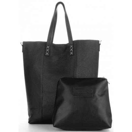 Shopper bag Vittoria Gotti czarna na ramię mieszcząca a7 