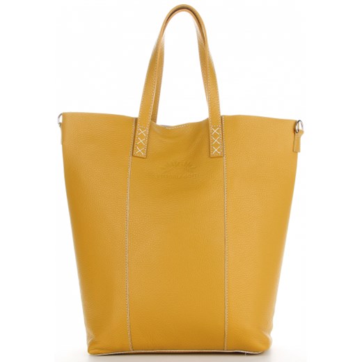 Shopper bag żółta Vittoria Gotti skórzana matowa 