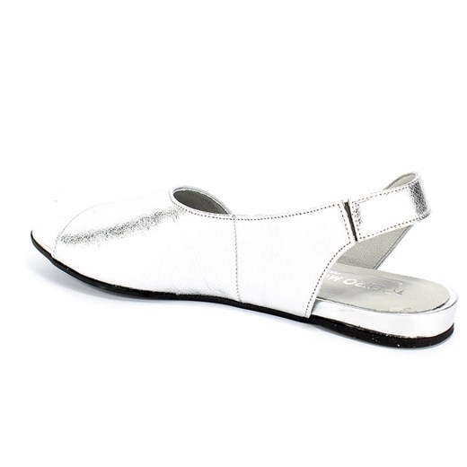 Sandały damskie Euro Moda srebrne letnie skórzane 