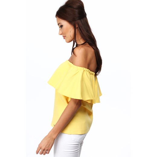 Żółta elegancka bluzka hiszpanka 0285  fasardi S fasardi.com