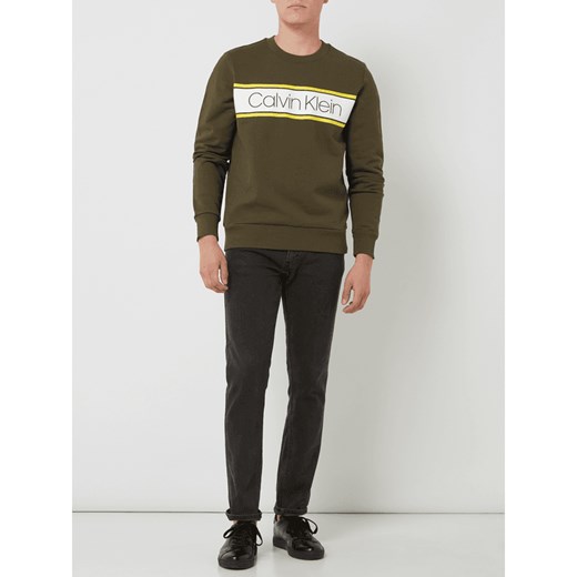 Bluza męska Calvin Klein młodzieżowa zielona w nadruki 
