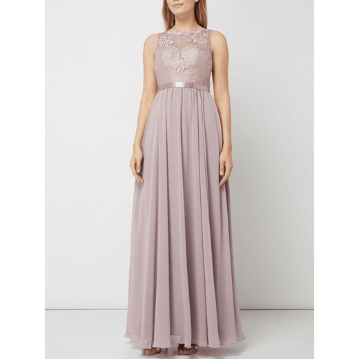Sukienka różowa Luxuar maxi na bal z haftem 