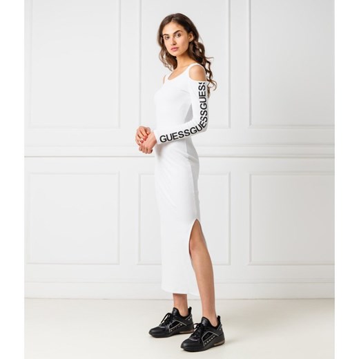Guess Jeans sukienka z okrągłym dekoltem mini na spacer 
